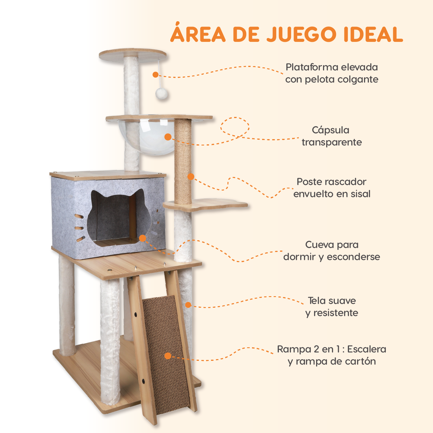 Mueble Rascador Poli Pets Multinivel En Color Gris – Estilo y Comodidad para tu Gato