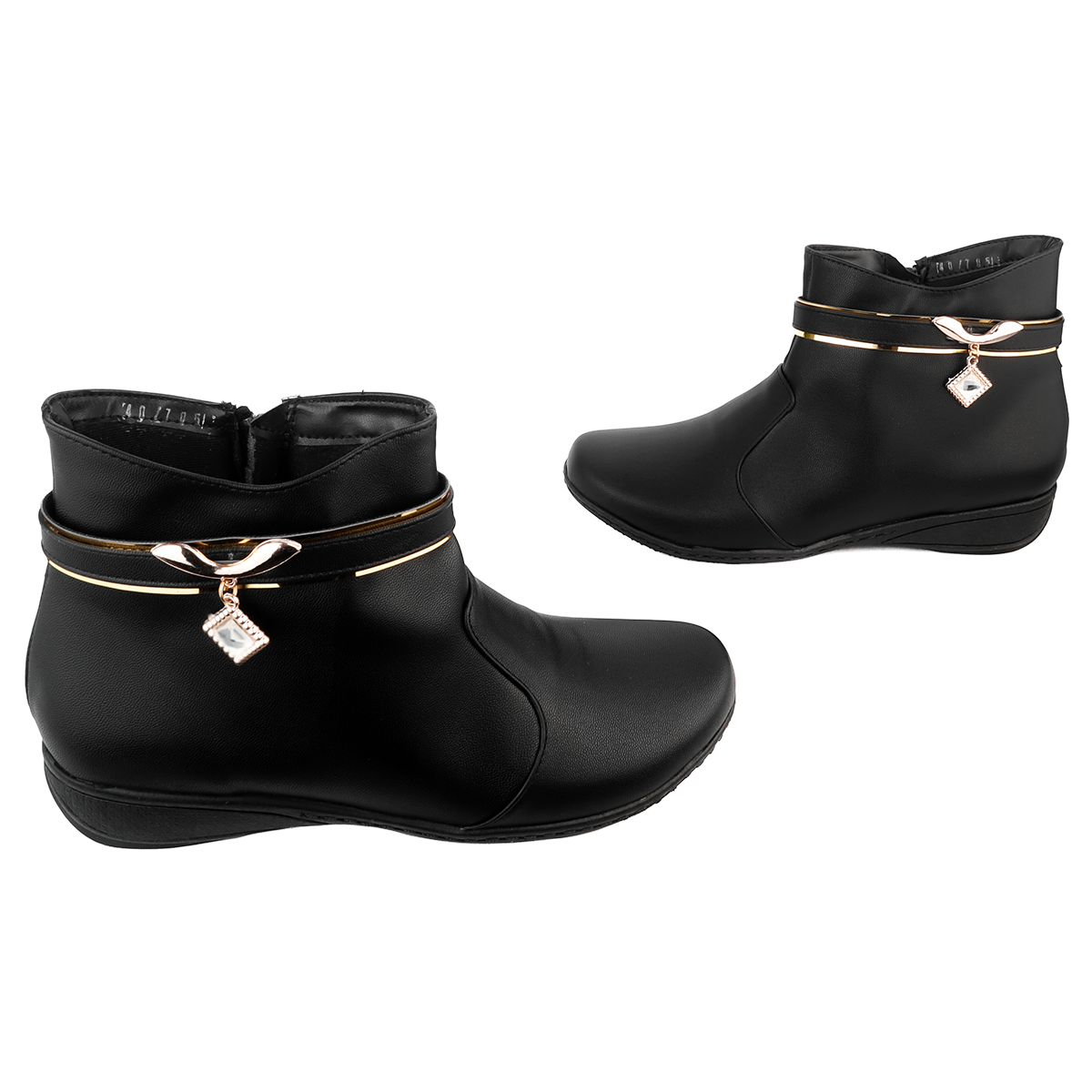 Botines Bota Dama Elegante Descanso Comodos Negro 705-N