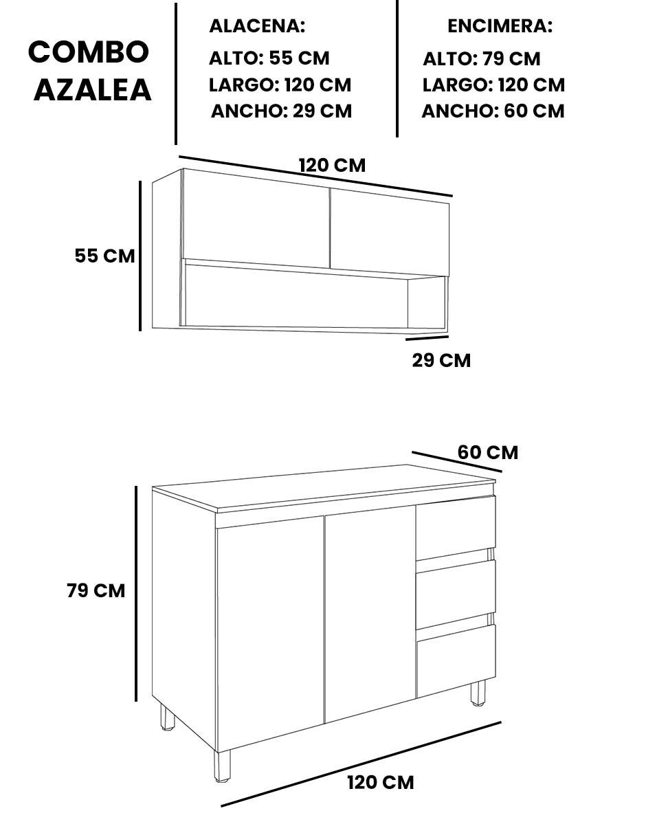 Cocina Integral AZALEA Con Alacena Superior E Inferior