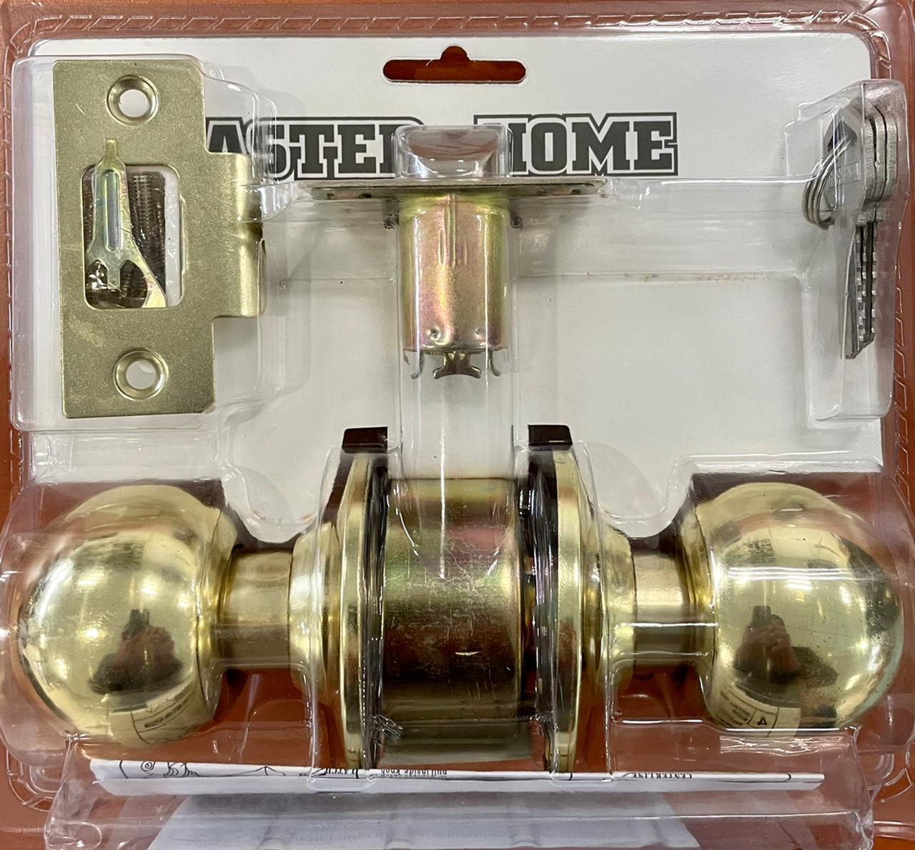 CHAPA PARA PUERTA, ESTILO BOLA, COLOR DORADO MARCA MASTER HOME. 