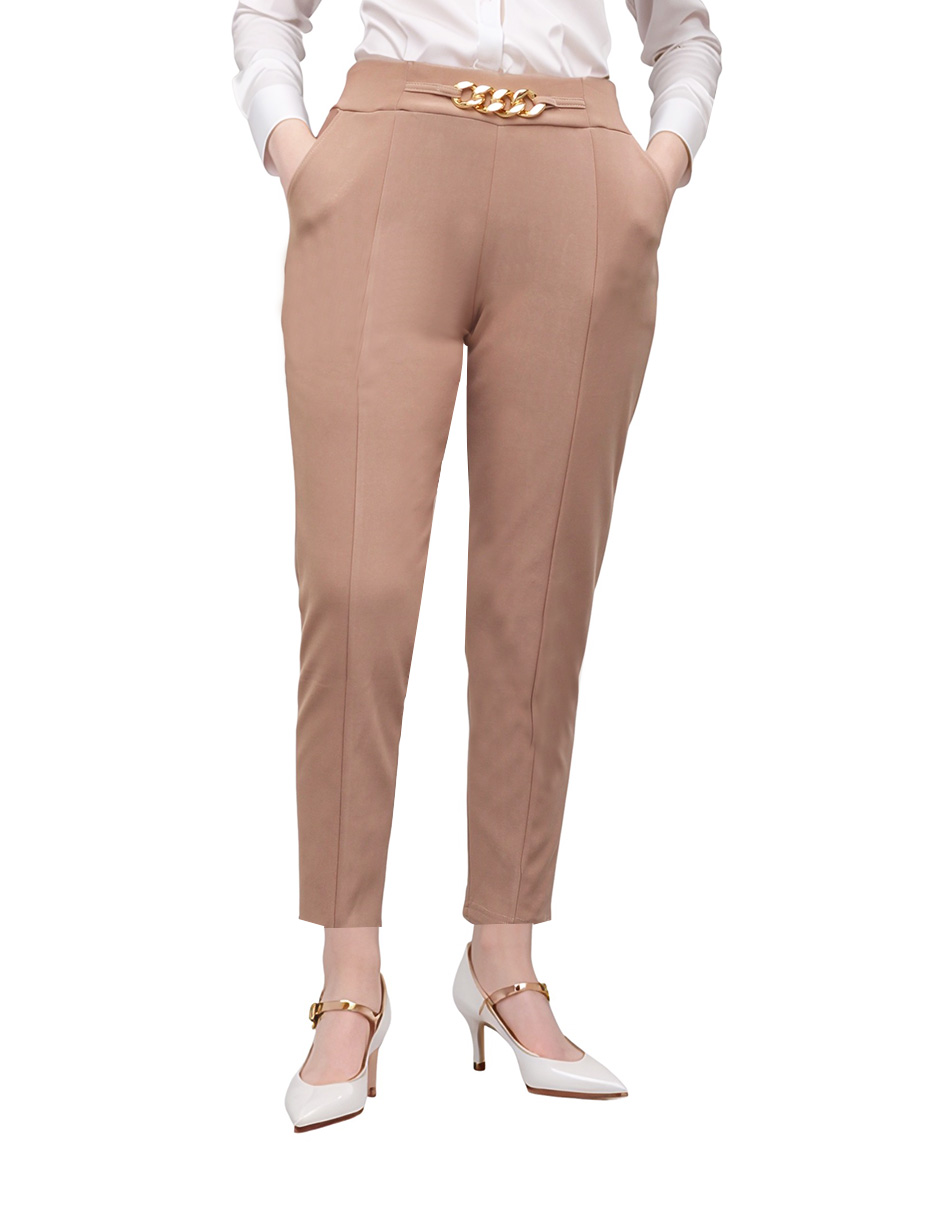 Pantalón casual recto entubado Beddel cropped stretch para mujer 