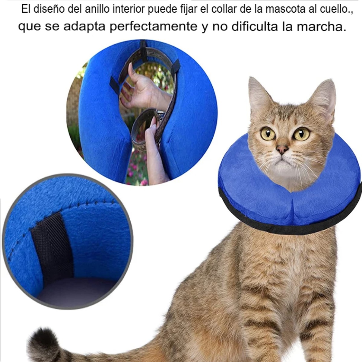 Collar isabelino dona azul XL protector perros gatos recuperación suave mascotas tela cómodo grande