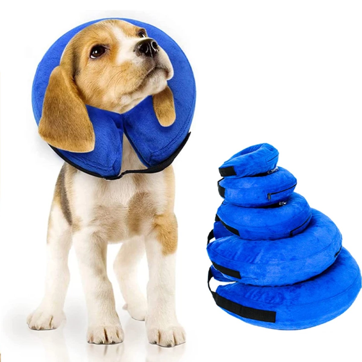 Collar isabelino dona azul XL protector perros gatos recuperación suave mascotas tela cómodo grande