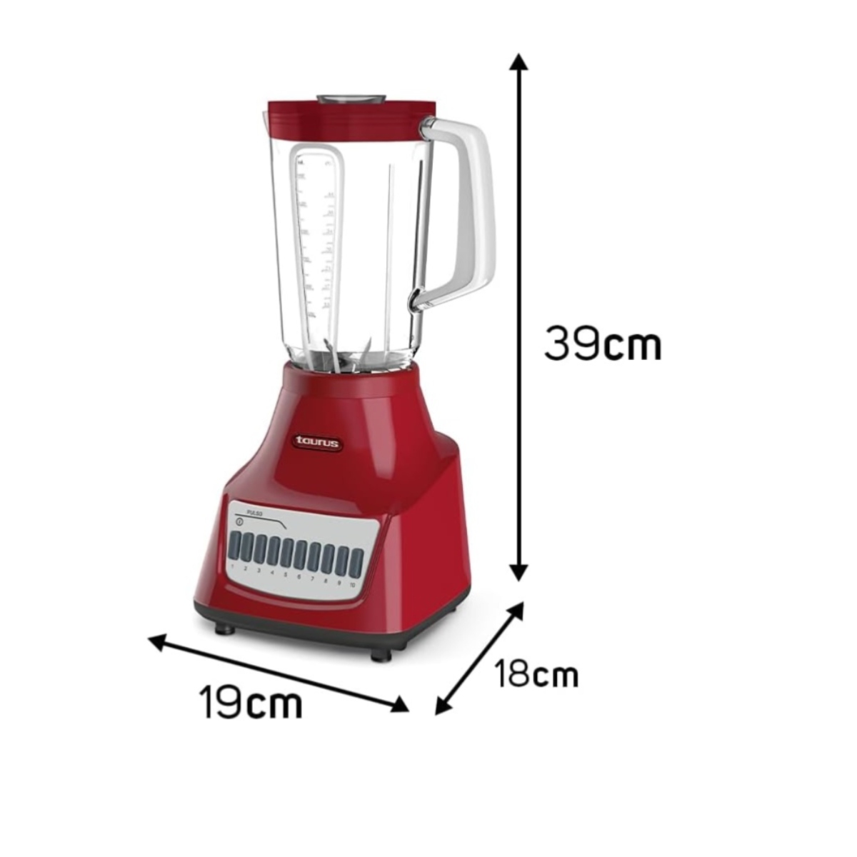 Licuadora Taurus POTENZA ROUGE Vaso Vidrio 750W Roja ORTY3