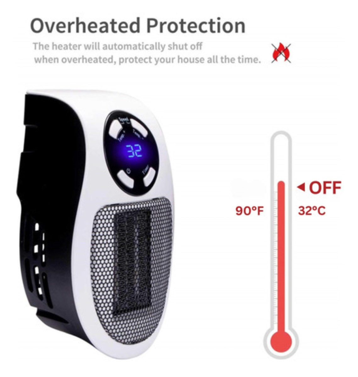 Calentador Espacio 350w, Ventilador De Calor Del Calentador BLANO NEGRO