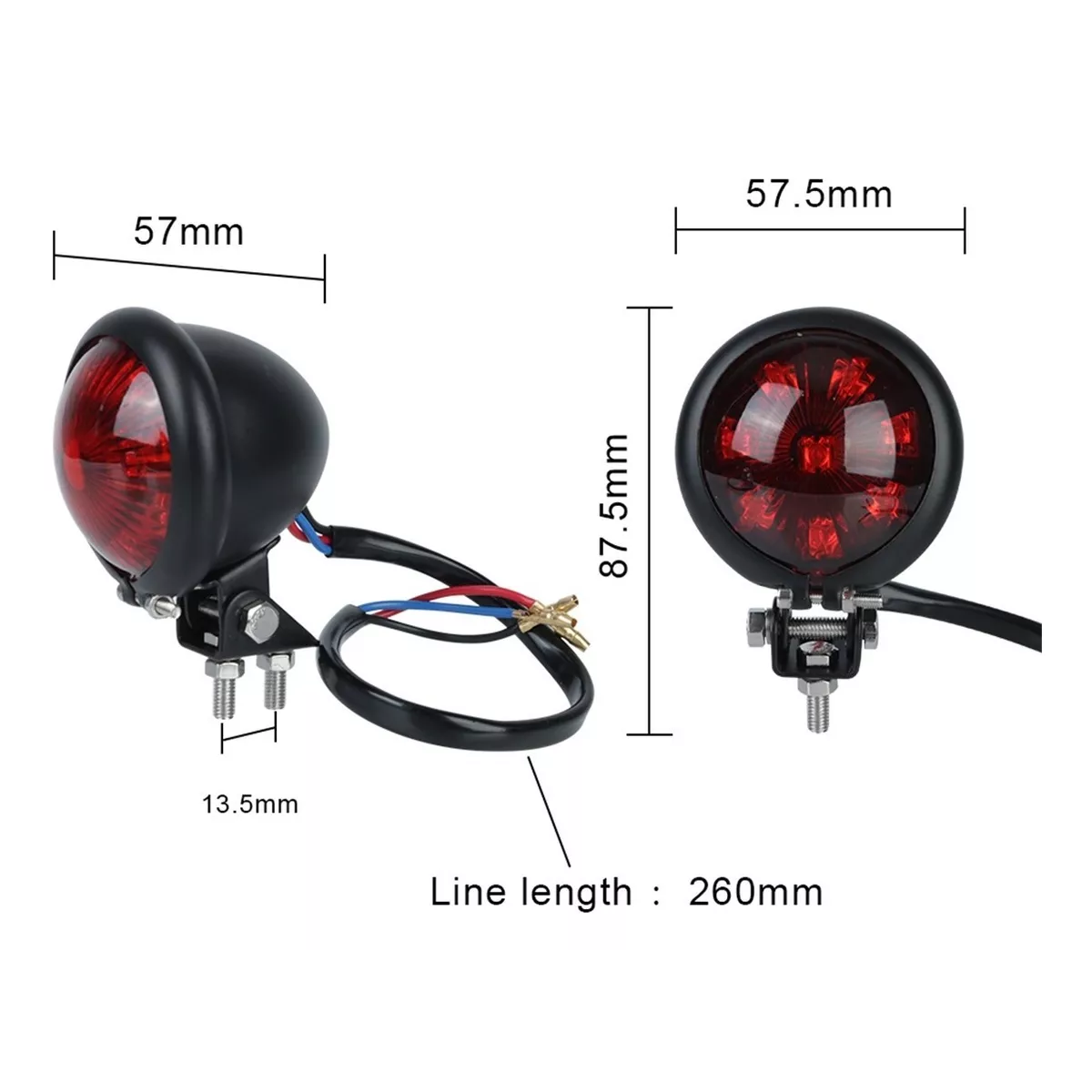 Stop Porta Placa Led Luz De Freno Universal Moto Lente Negro