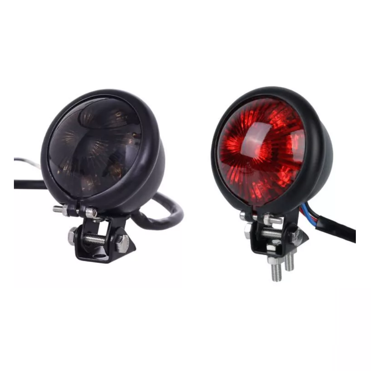 Stop Porta Placa Led Luz De Freno Universal Moto Lente Negro
