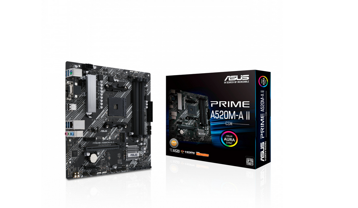 Tarjeta Madre ASUS Micro ATX PRIME A520M-A II CSM, S-AM4, AMD A520, HDMI, 128GB DDR4 para AMD. 