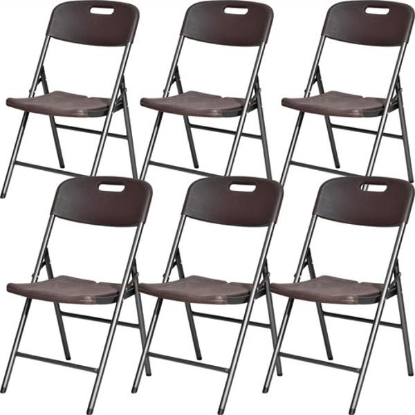 Set Kit 6 Sillas Plegables Pvc Jardin Exterior Tipo Madera Café Jardimex