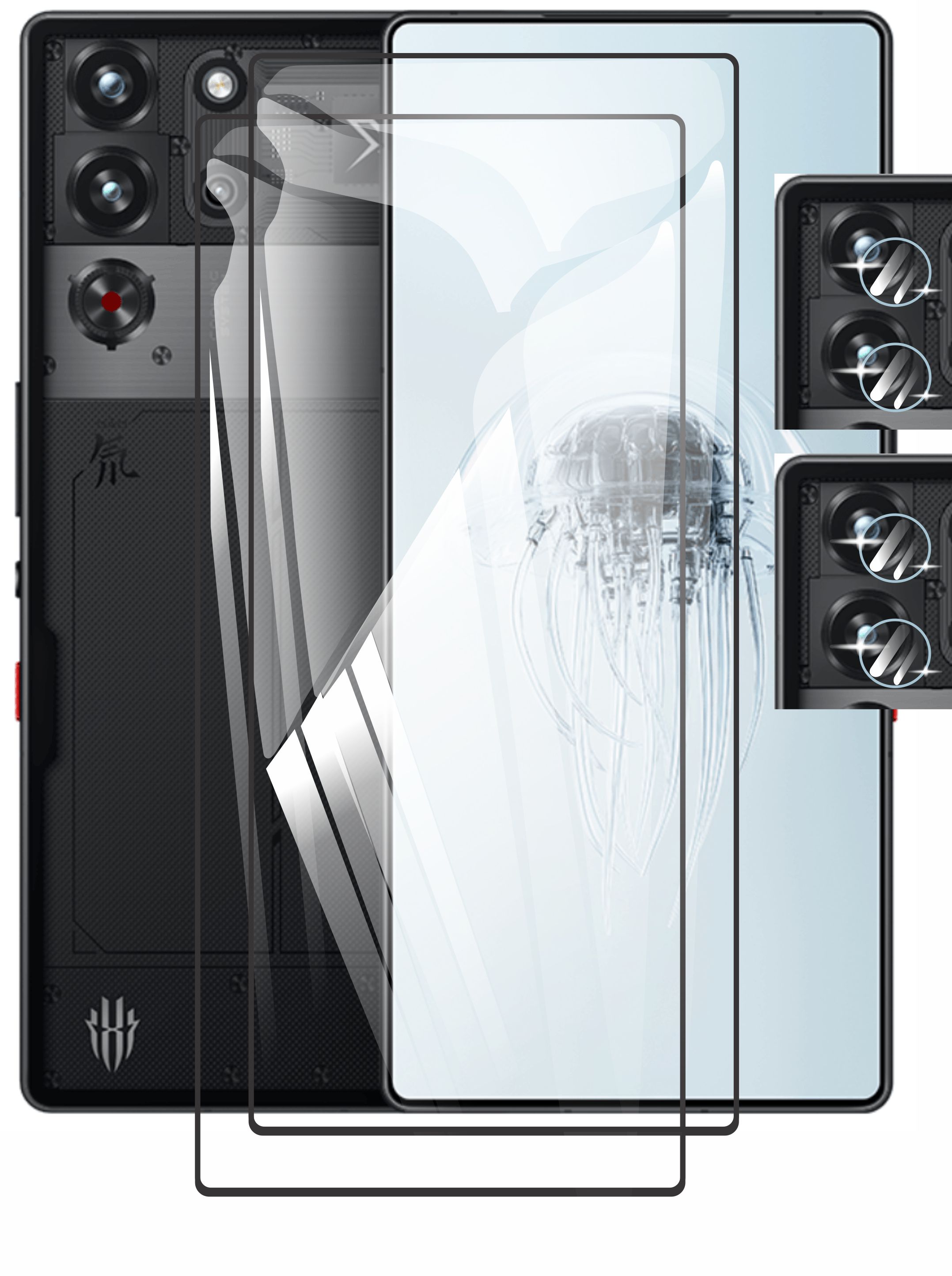 2 Pzas Cristal Templado 9d Para Redmagic 10 Pro + Micas Camaras