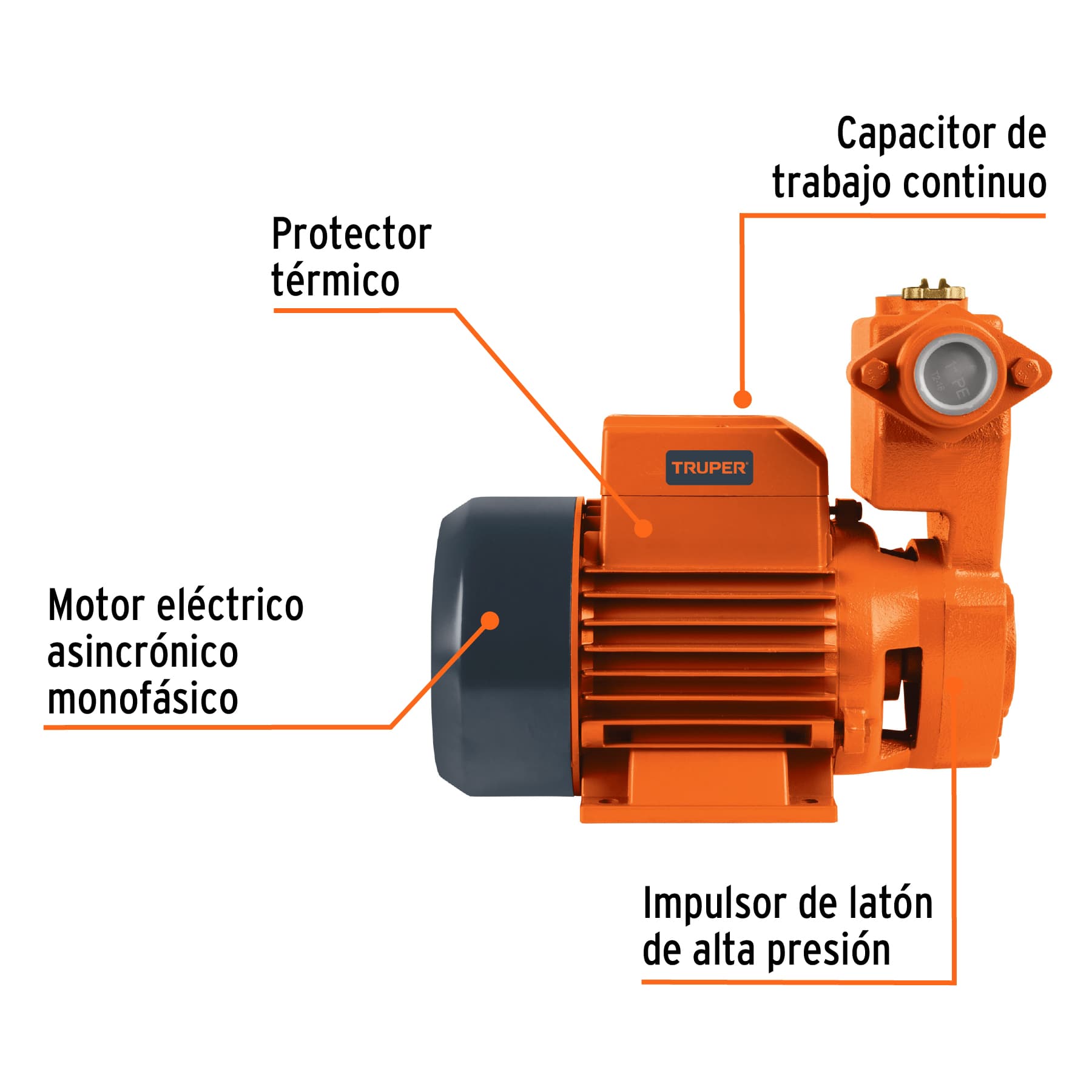 Bomba periférica autocebante, 1 HP, TRUPER