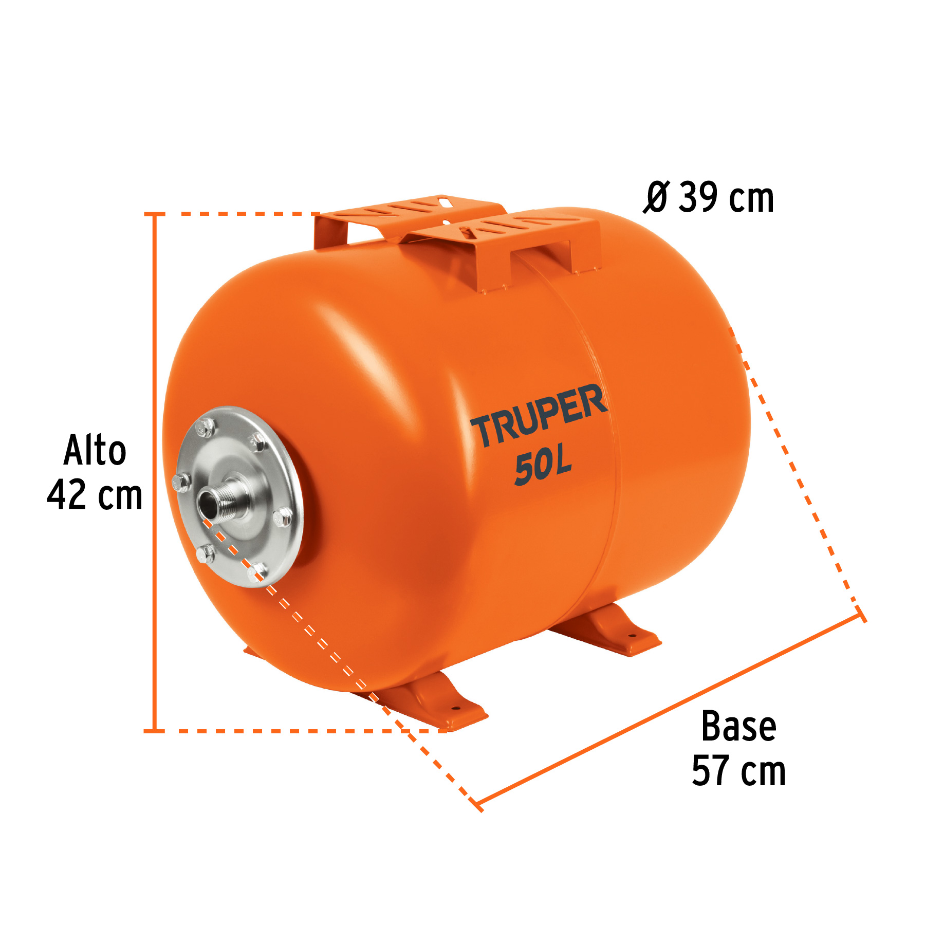 Tanque hidroneumático horizontal, 50 litros, TRUPER