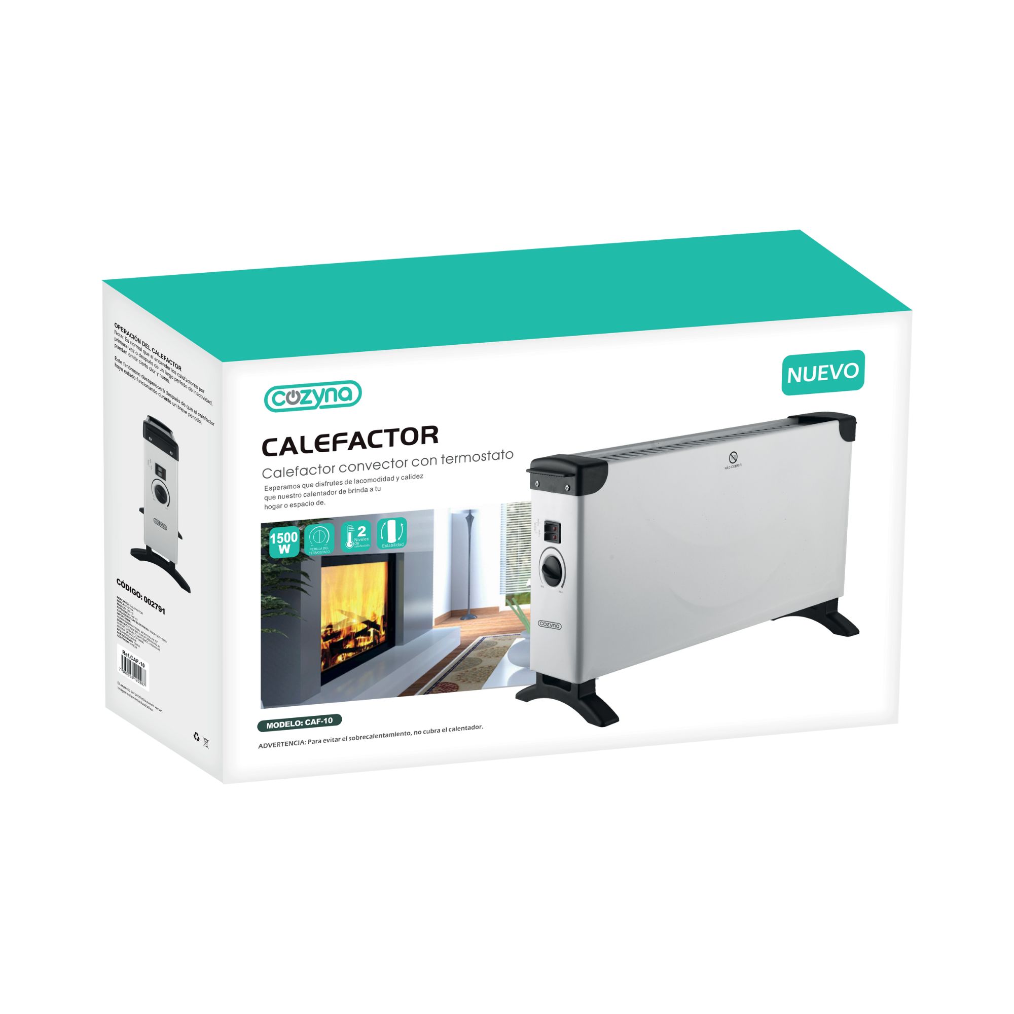 Calefactor Eléctrico Cozyna CAF-10, Convector, 1500W