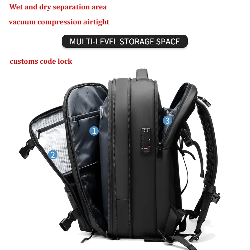 Mochila de compresión al vacío, bolsa de viaje para ordenador portátil de 17 pulgadas, de gran capacidad, para negocio, viaje y escuela