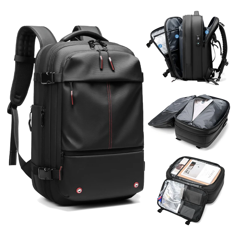 Mochila de compresión al vacío, bolsa de viaje para ordenador portátil de 17 pulgadas, de gran capacidad, para negocio, viaje y escuela