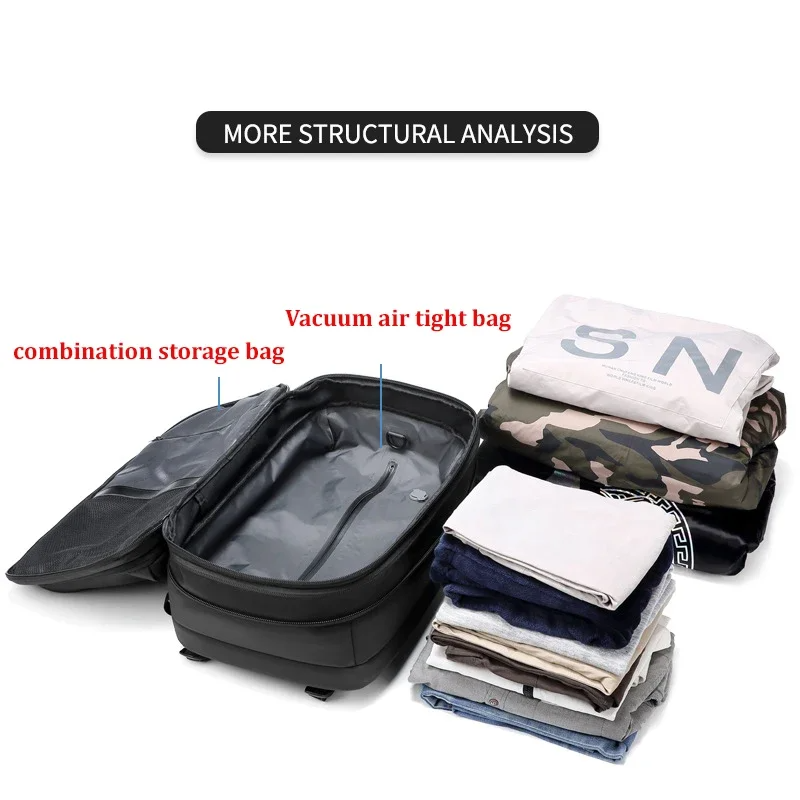 Mochila de compresión al vacío, bolsa de viaje para ordenador portátil de 17 pulgadas, de gran capacidad, para negocio, viaje y escuela