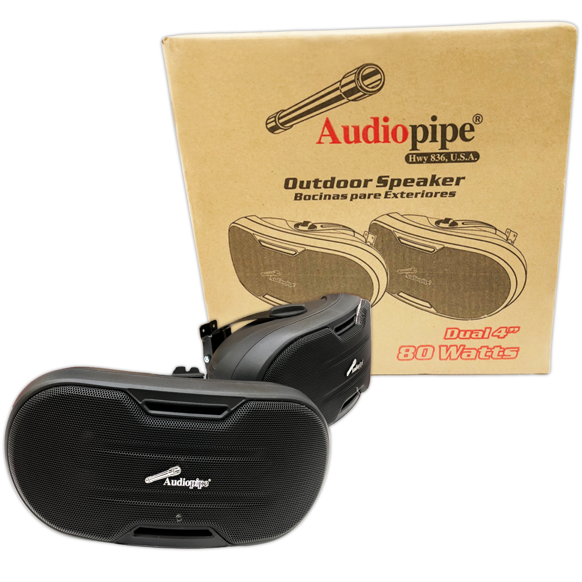 Bocinas Marinas Dual Para Exteriores Audiopipe ODP-OV24BK 80W 4 PLG