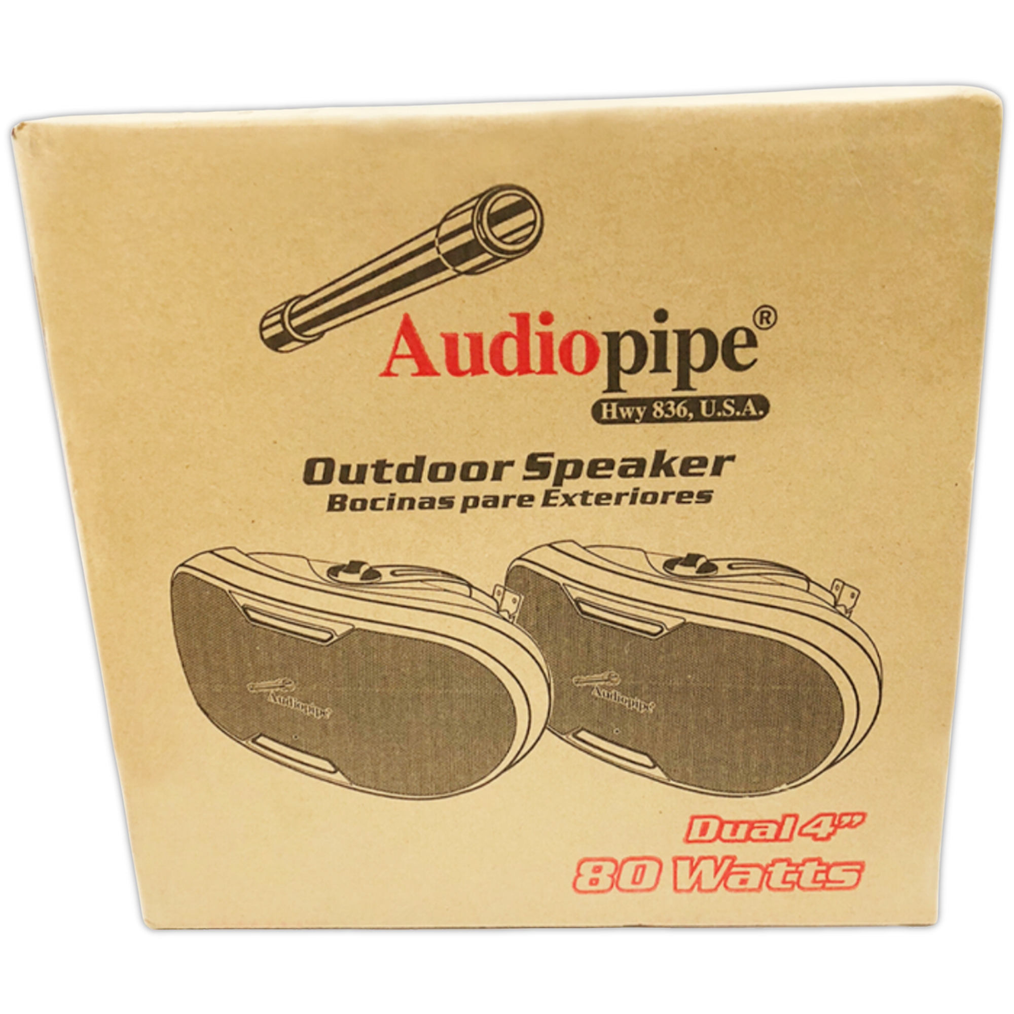 Bocinas Marinas Dual Para Exteriores Audiopipe ODP-OV24BK 80W 4 PLG