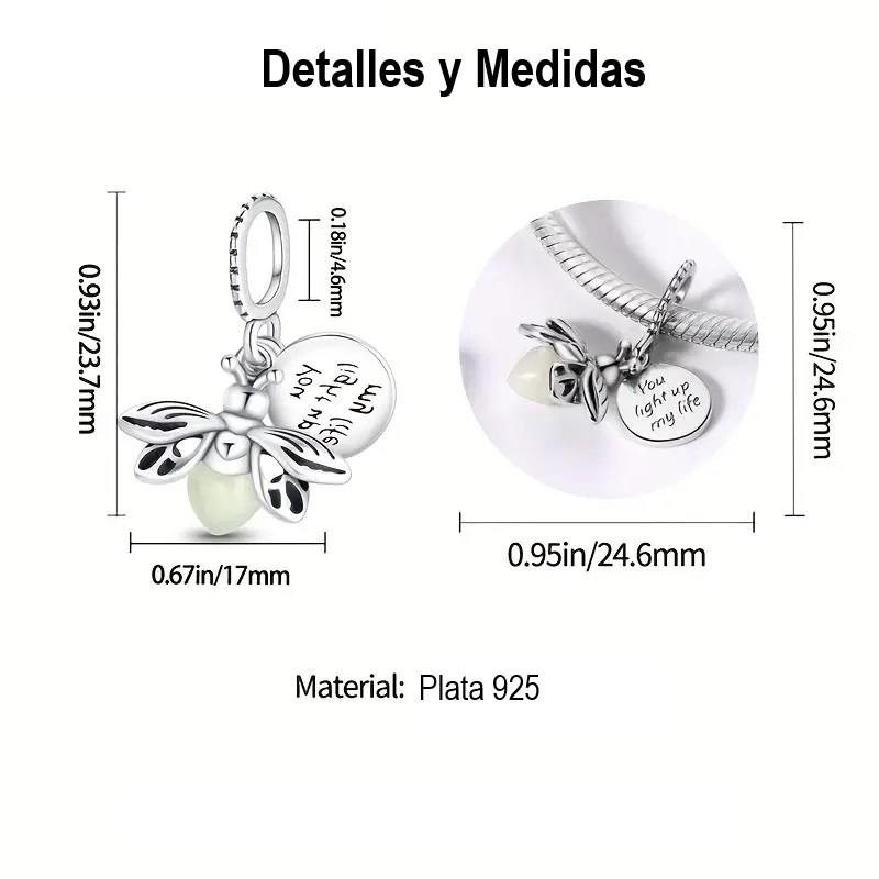 Charm dije de plata ley 925 luciernaga