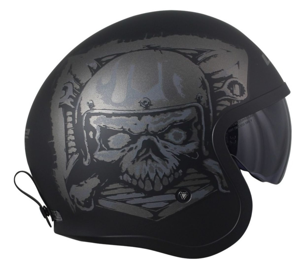 CASCO 3/4 LS2 SPITFIRE SKULL RIDER 0F599 CON GAFAS TALLA XL