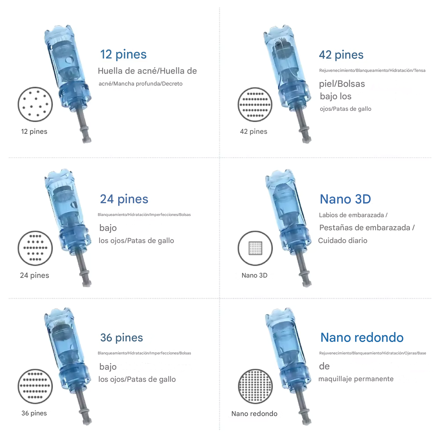 Paquete 20 Microagujas Dermapen M8s y A9 12 Pines