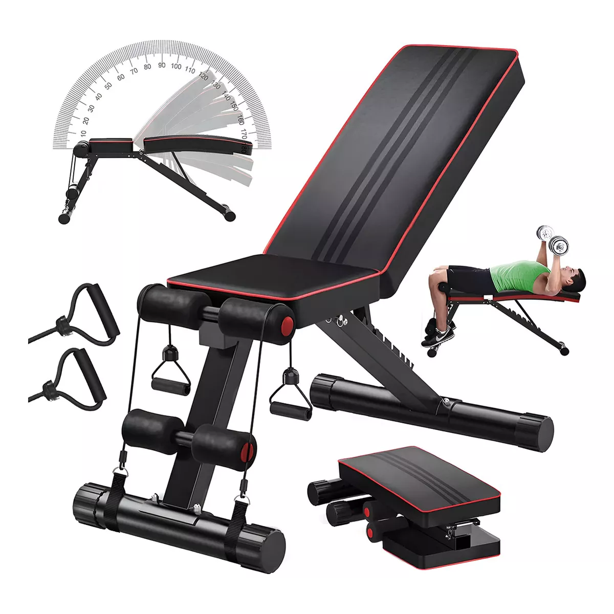 Banco De Ejercicio Fitness Multiposiciones Ligas Abdominales