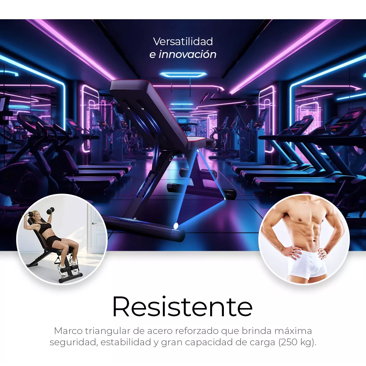 Banco De Ejercicio Fitness Multiposiciones Ligas Abdominales