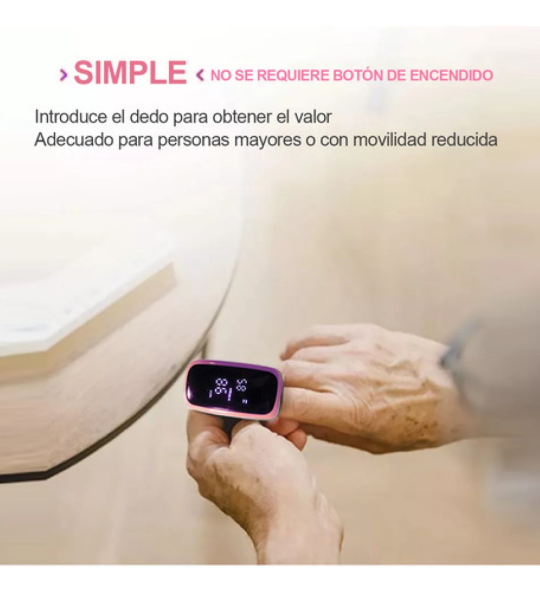 Con Oximetro De Dedo Instrumento Inteligente Recargable Usbc ROSA NEGRO