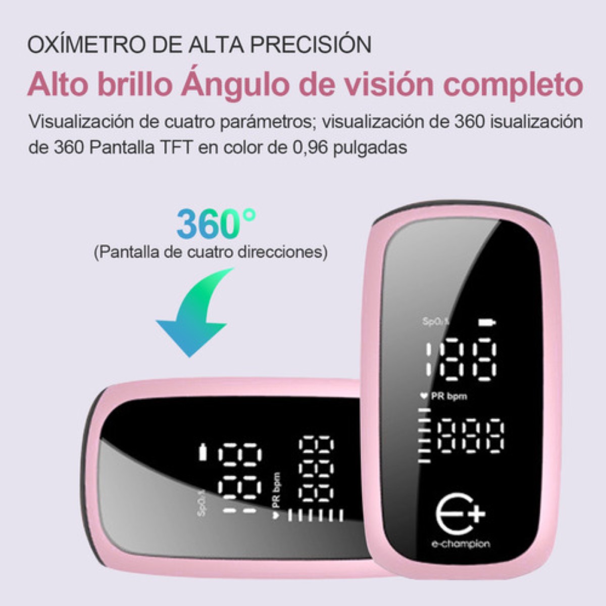 Con Oximetro De Dedo Instrumento Inteligente Recargable Usbc ROSA NEGRO