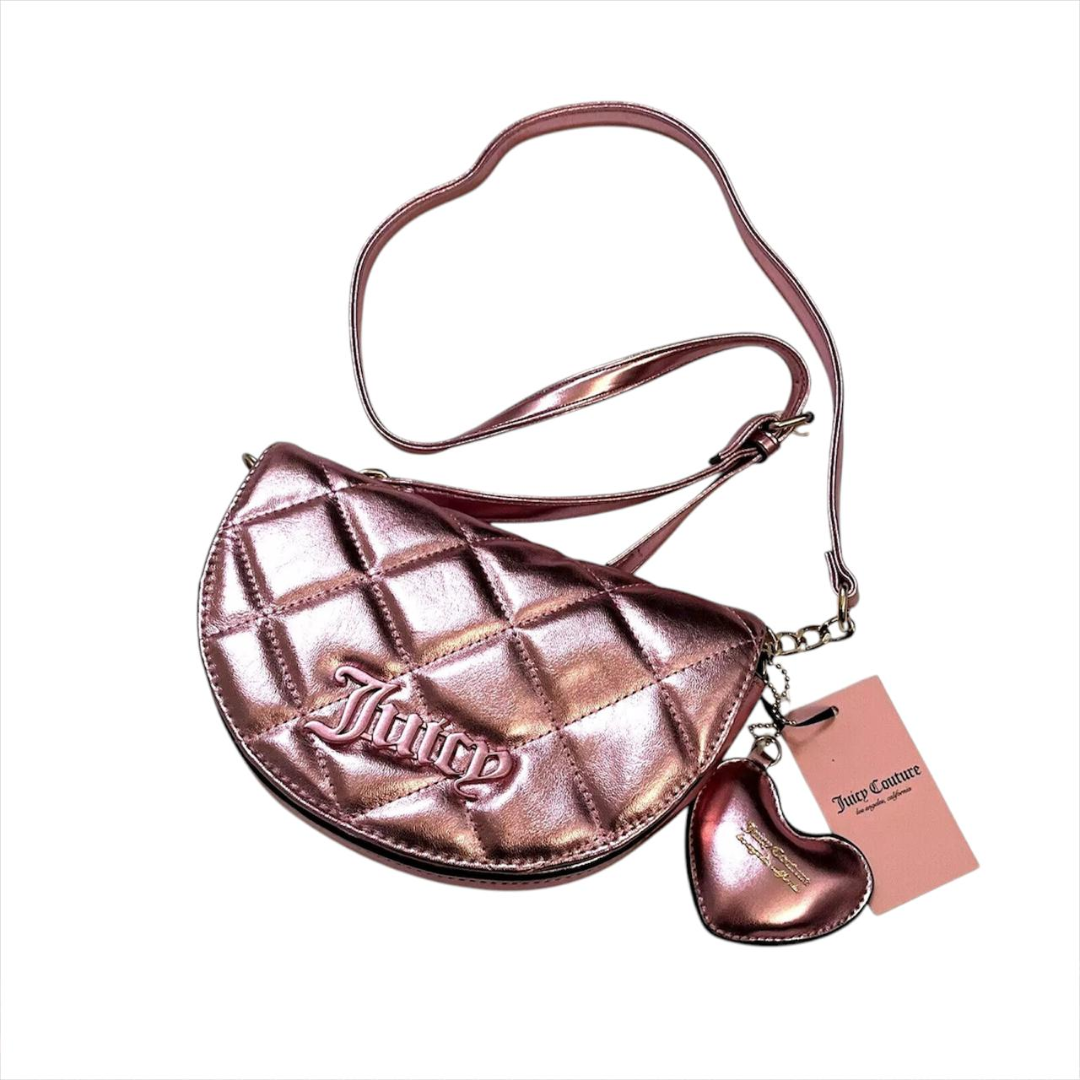 Bolso Juicy Couture Rosa Metálico Acolchado, Diseño Elegante con