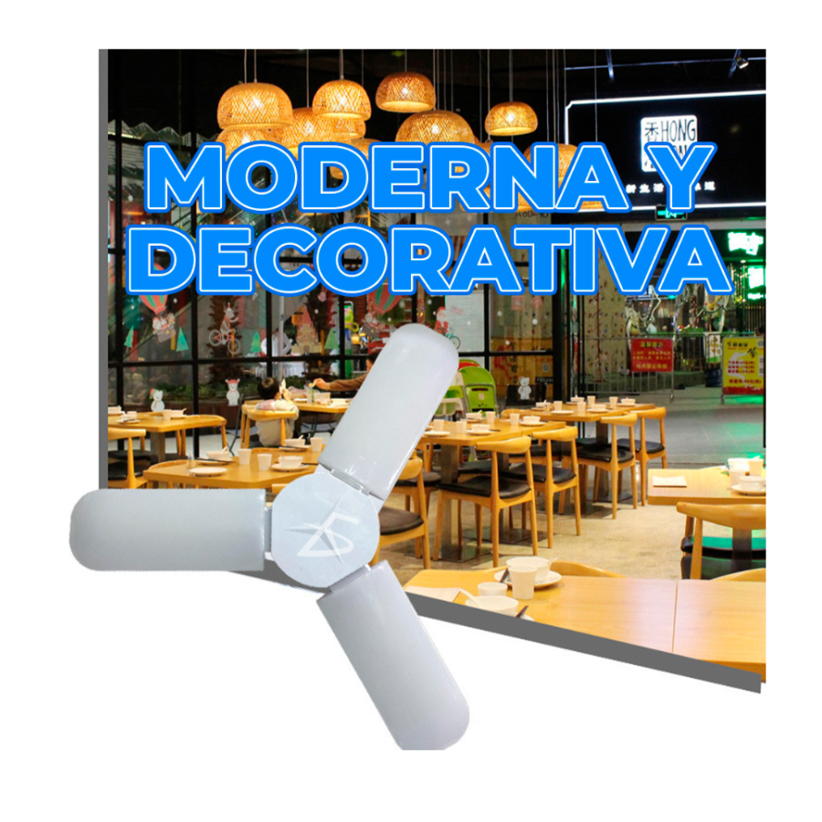 Foco Led 45w Tipo Ventilador Aspas Plegables Apertura Ajustable Luz Blanca