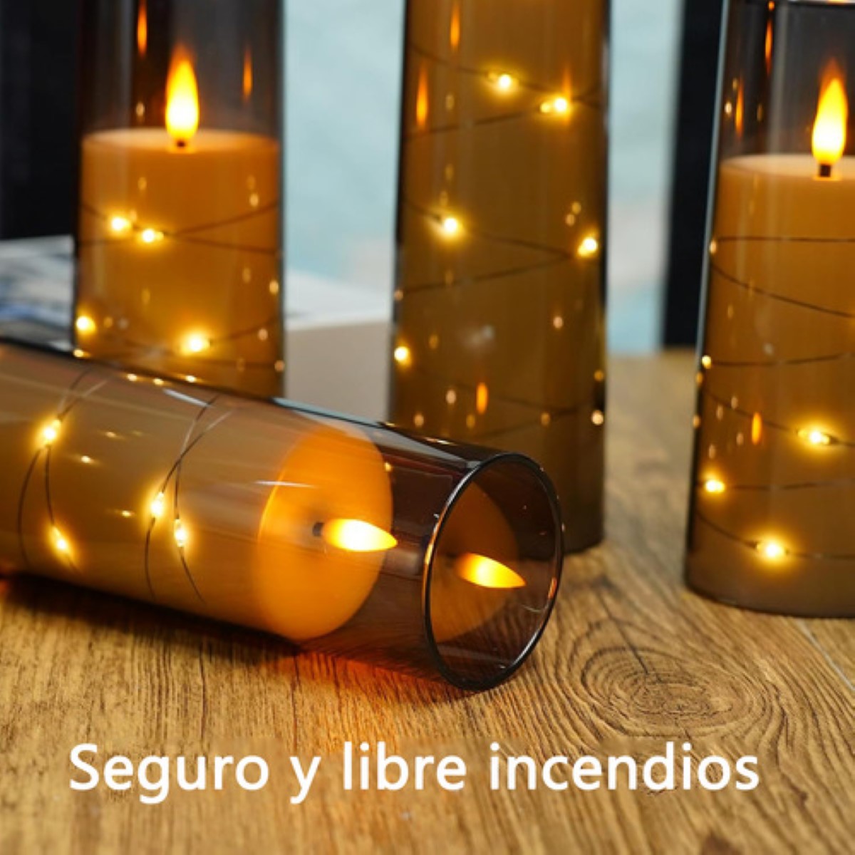 5p Velas Eléctricas Led 5.5cm Contral Remoto Flama Realista Gris_5Pzas_5cm