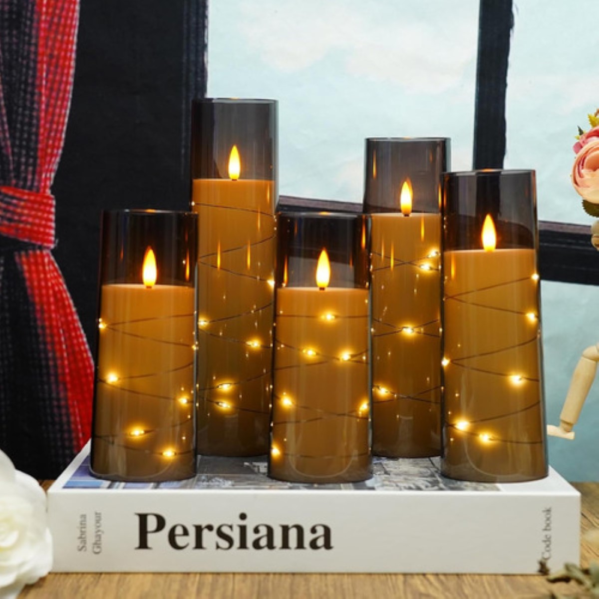 5p Velas Eléctricas Led 5.5cm Contral Remoto Flama Realista Gris_5Pzas_5cm