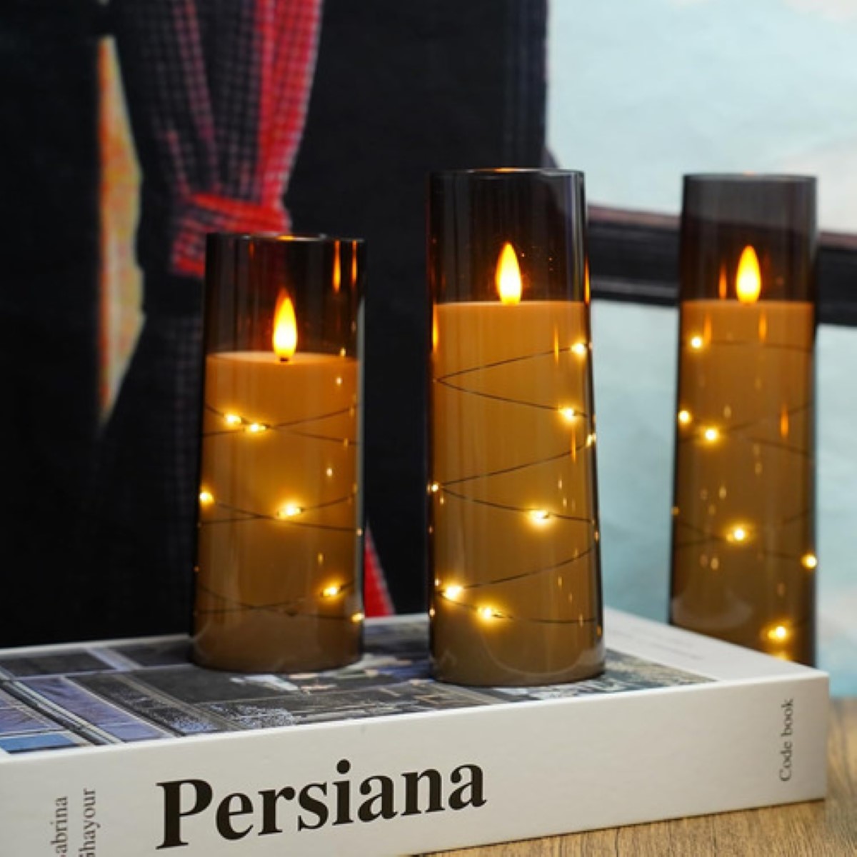 5p Velas Eléctricas Led 5.5cm Contral Remoto Flama Realista Gris_5Pzas_5cm