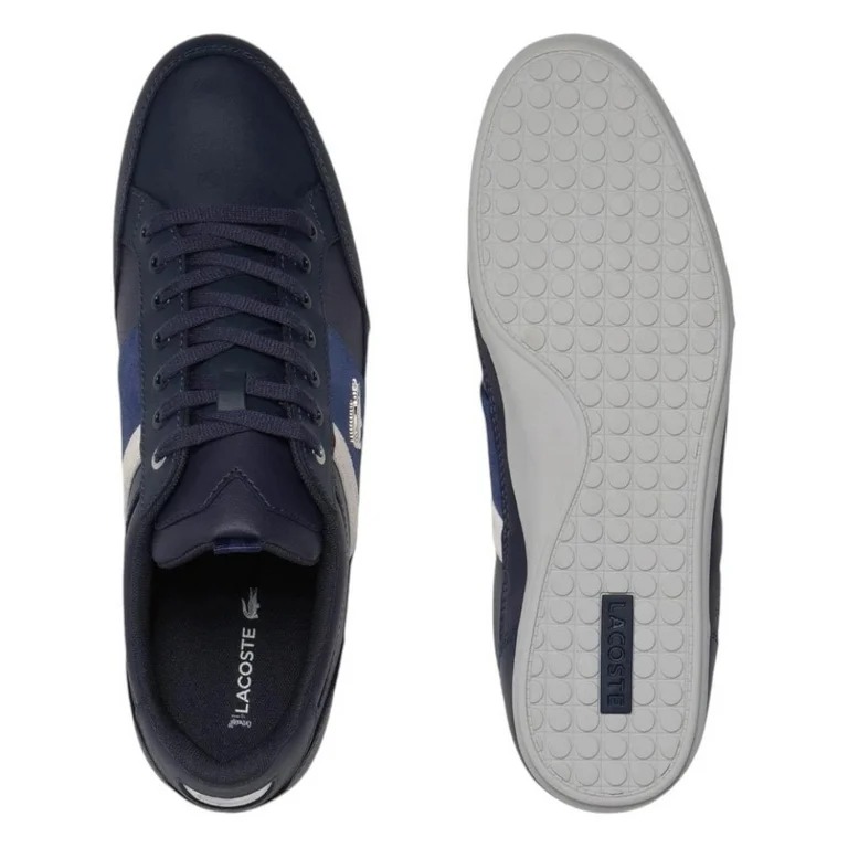 TENIS LACOSTE CHAYMON AZUL CON BLACO PARA HOMBRE