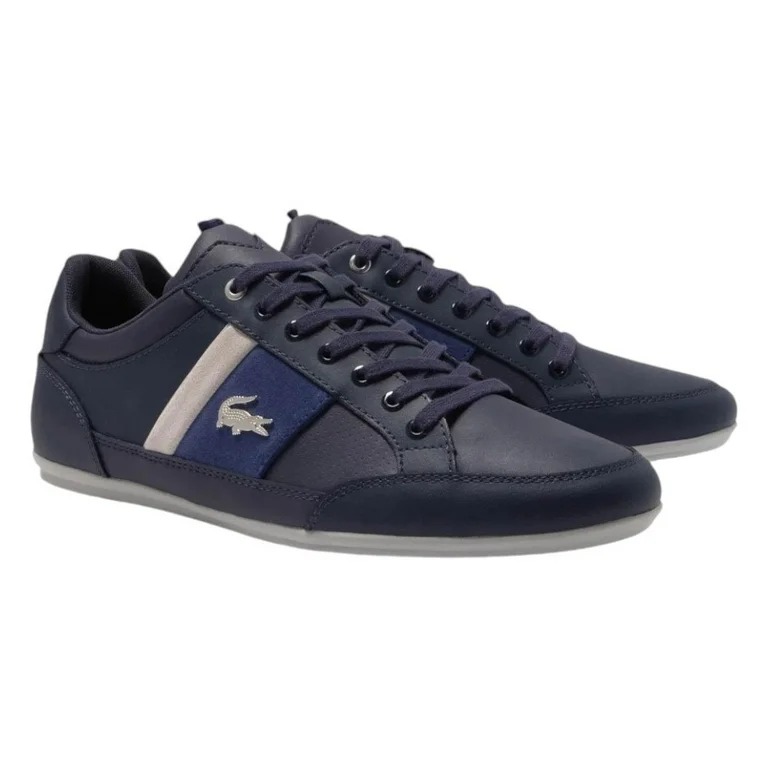 TENIS LACOSTE CHAYMON AZUL CON BLACO PARA HOMBRE