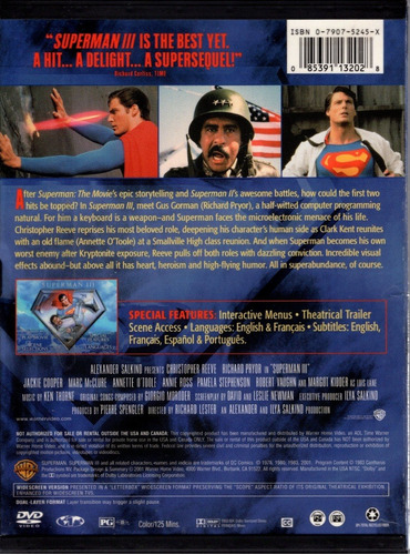 Superman 3 Christopher Reeve 1983 1ra Edicion Pelicula Dvd