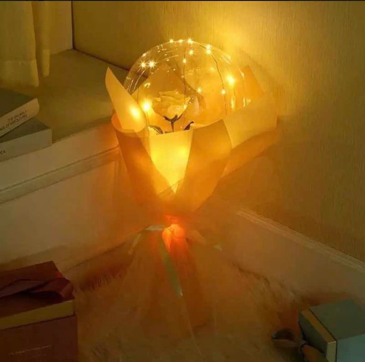 2 Globos Led Con Rosa, San Valentín, Amor, Amistad, Febrero, Regalo