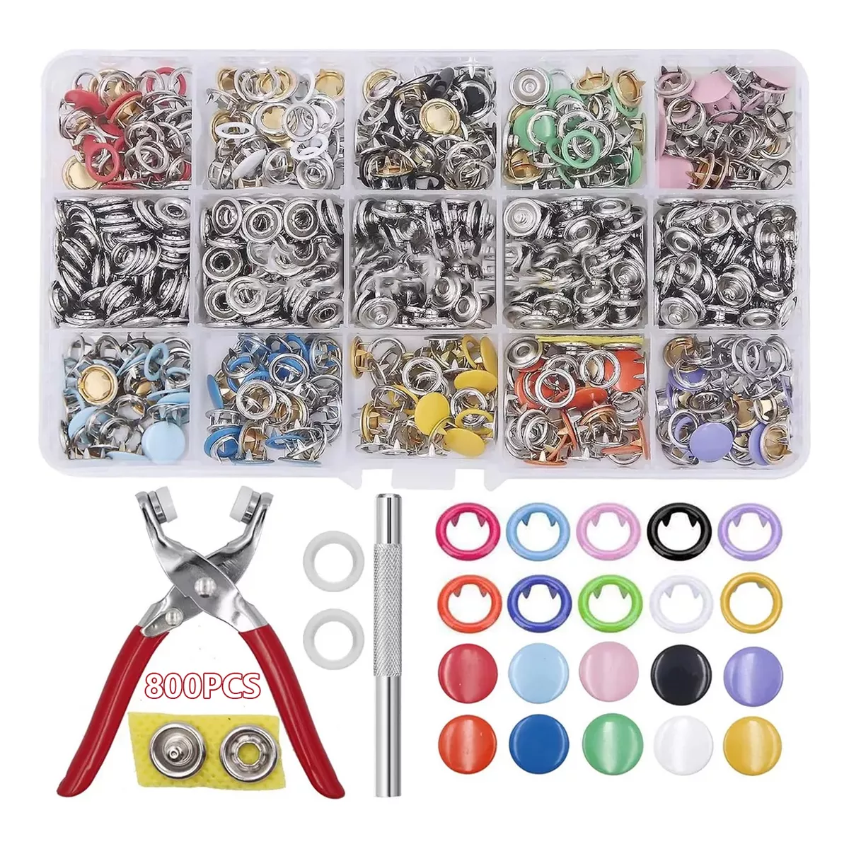 Pinza Kam Botón Presión Broche T5 11 Colores 804 Pcs
