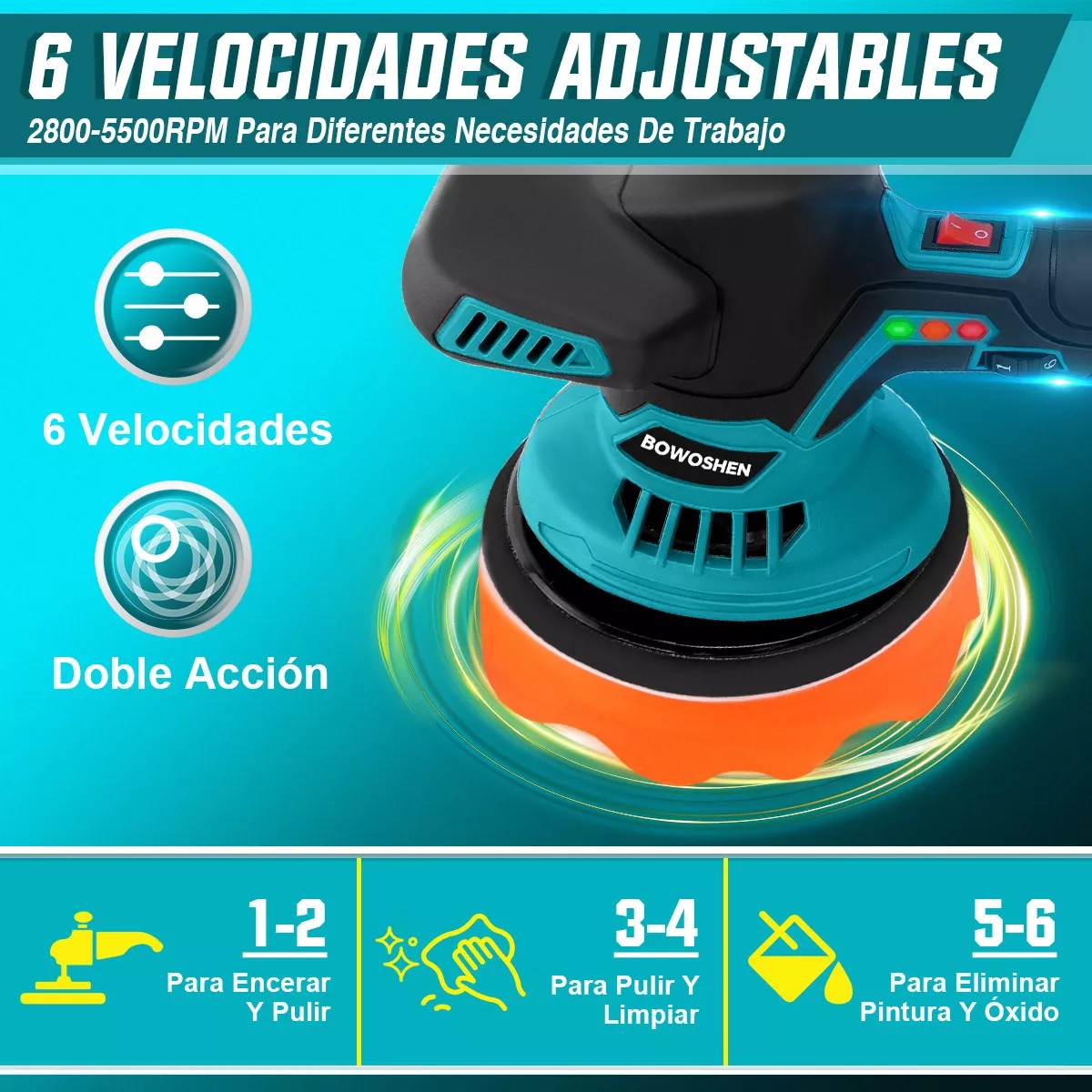 Pulidora Eléctrica Inalámbrica Pulidora Orbital Para Autos