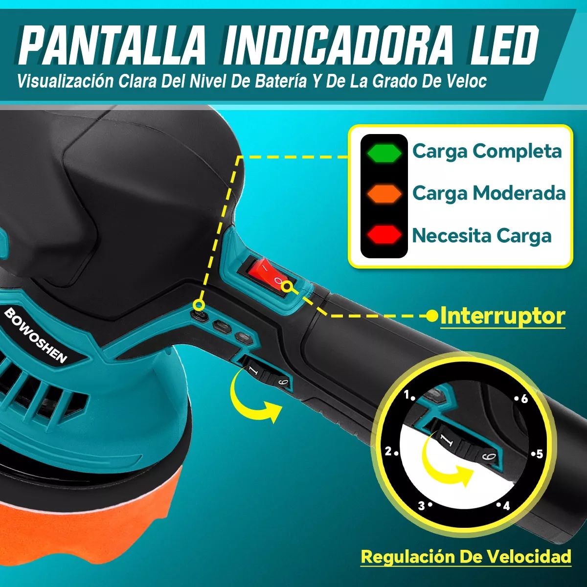 Pulidora Eléctrica Inalámbrica Pulidora Orbital Para Autos
