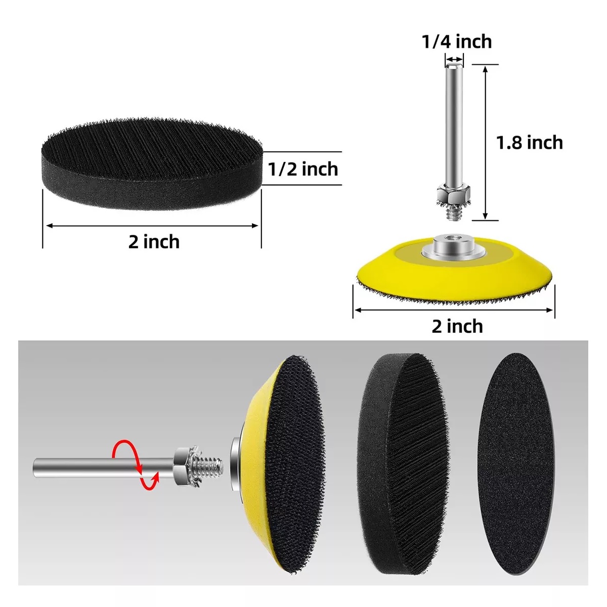 100pzs Discos De Lija Taladro Esmeril Adaptador 2 PuLG Agua