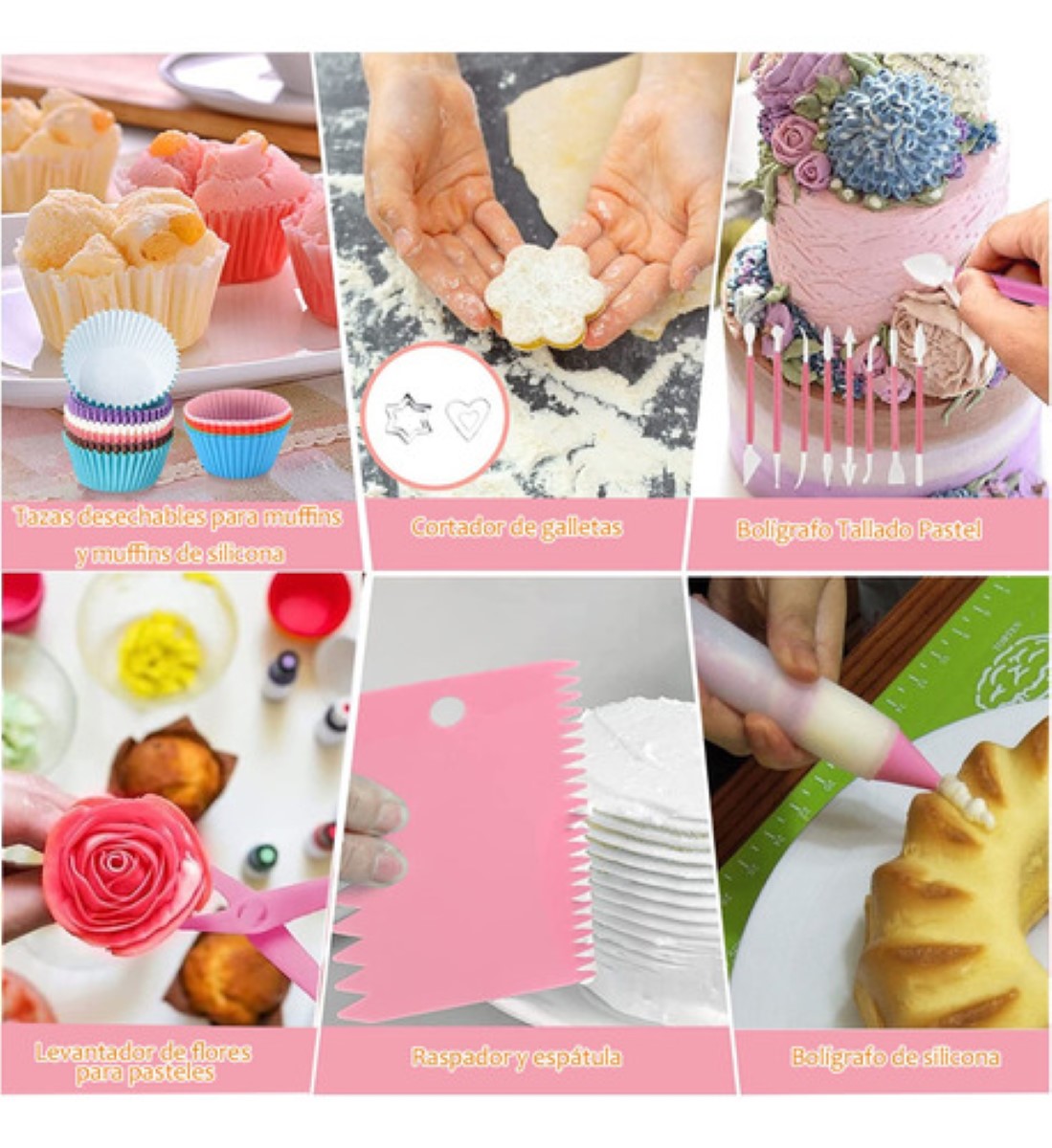 Kit De Decoración Pasteles 337pcs Accesorios Para Reposteria ROSA