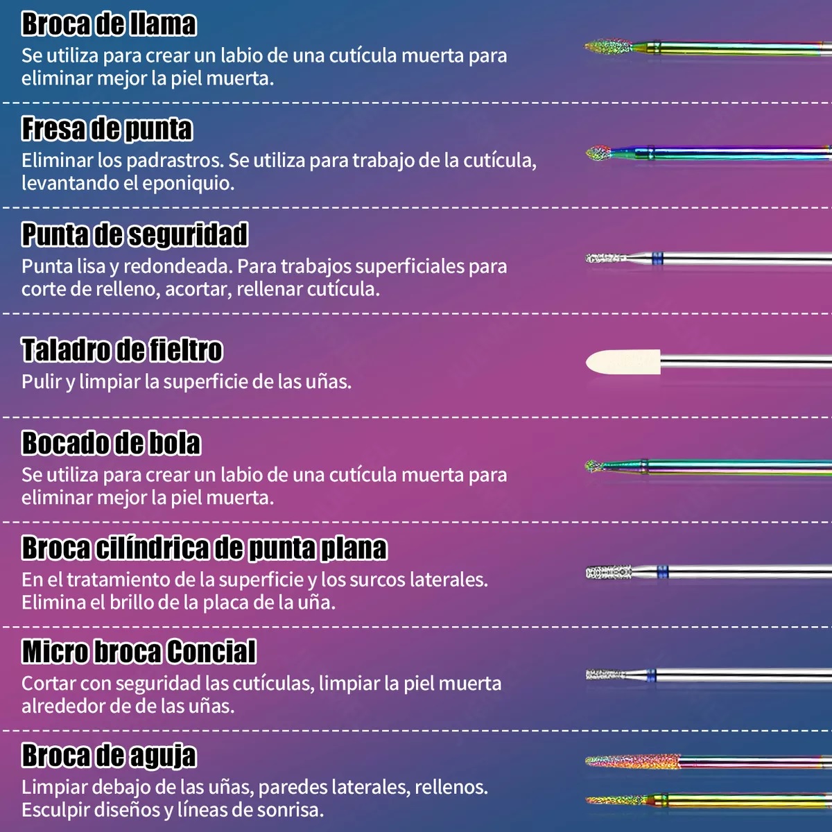 72pz Puntas Para Drill Taladro De Uñas Cerámica Brocas Pulidores