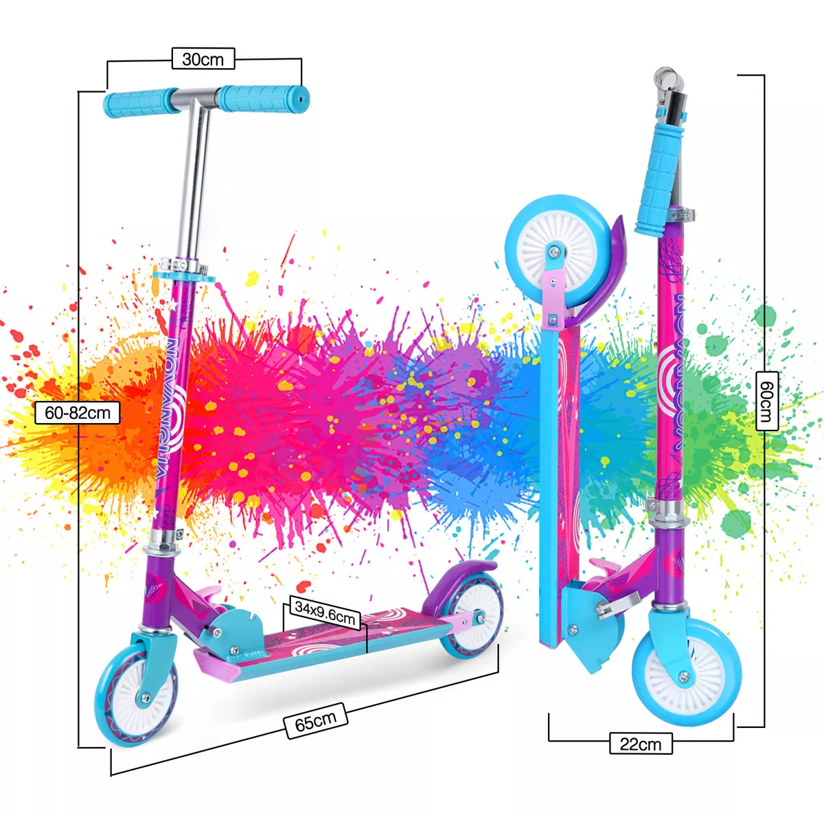 Scooter para niños 2 llantas plegables ligero altura adjustable 50 kg Rosa chicle