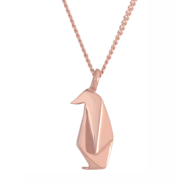 Dije Pingüino Origami de Plata .925 con Chapa de Oro Rosa