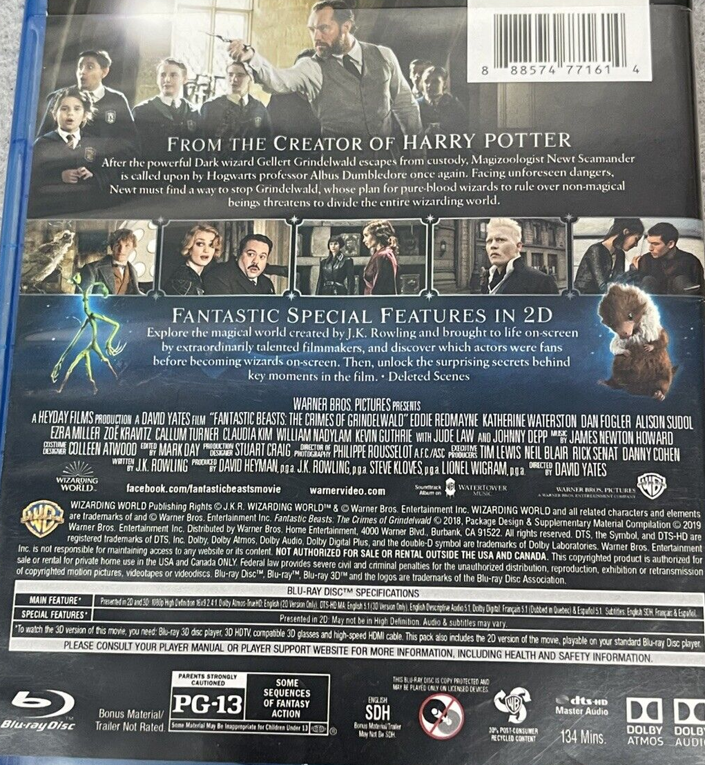 Animales Fantasticos Los Crimenes Grindelwald Blu-ray + Dvd