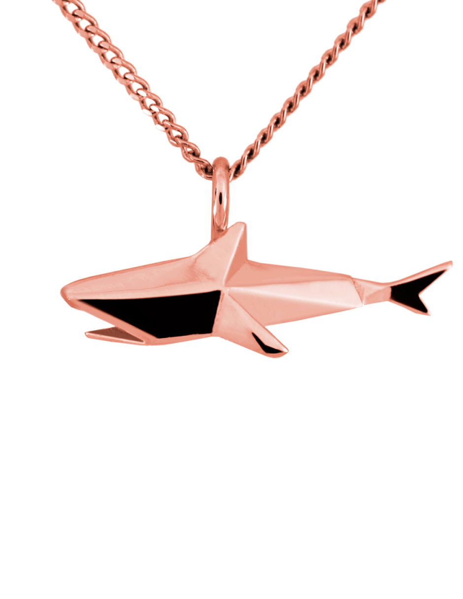Dije Tiburón Origami de Plata .925 con Chapa de Oro Rosa 