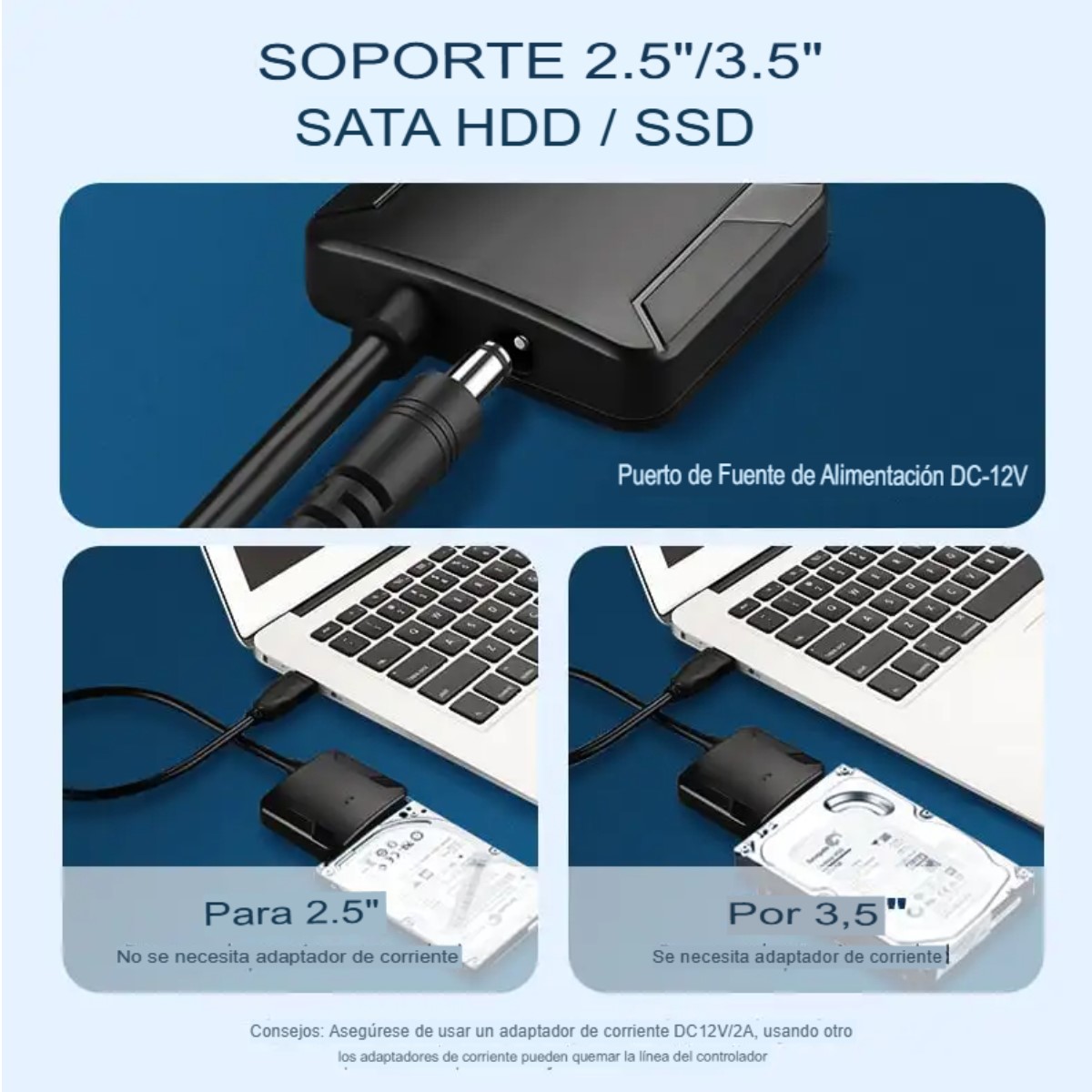 Adaptador cable USB 3,0 a Sata 3 convertidor disco duro USB 3.0 2,5 3,5 HDD SSD disco duro externo.