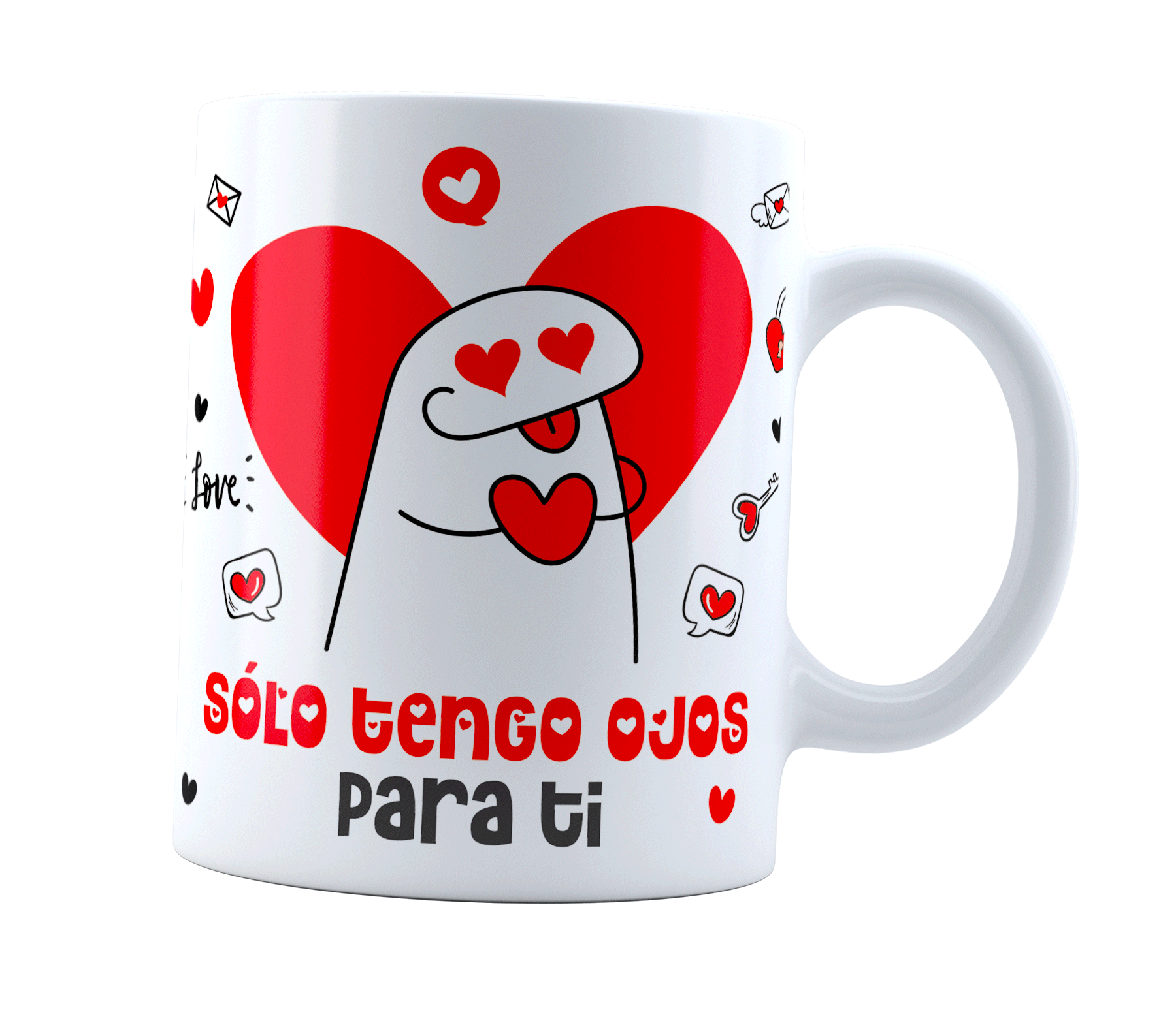 Taza flork solo tengo ojos para ti| Deformitos love | para mi amor, novio, novia feliz dia, frase san valentin| Cerámica Blanca 11 oz | Café o té